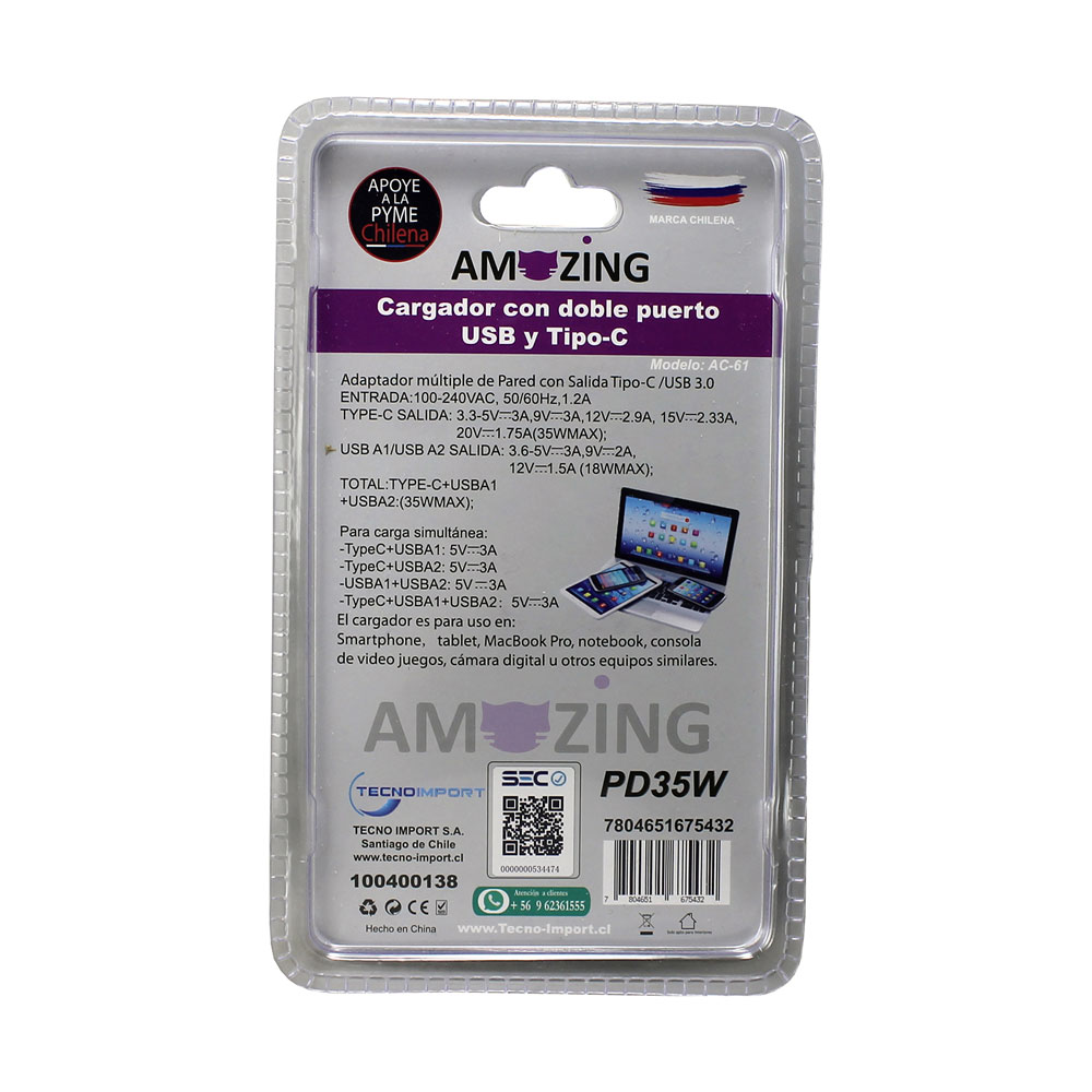 Cargador Pared USB / Tipo C