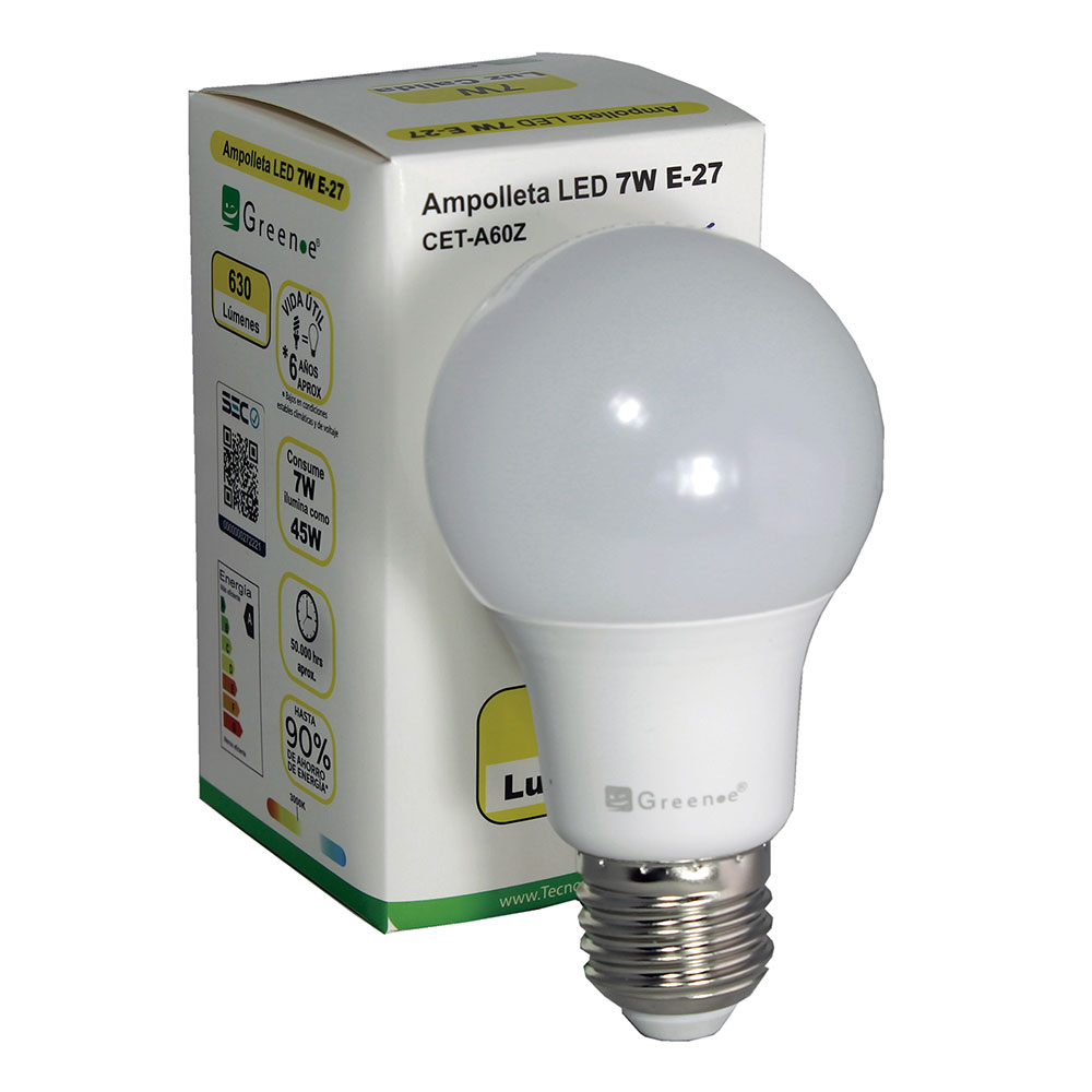 Ampolleta Led 7w E27. Luz C&aacute;lida