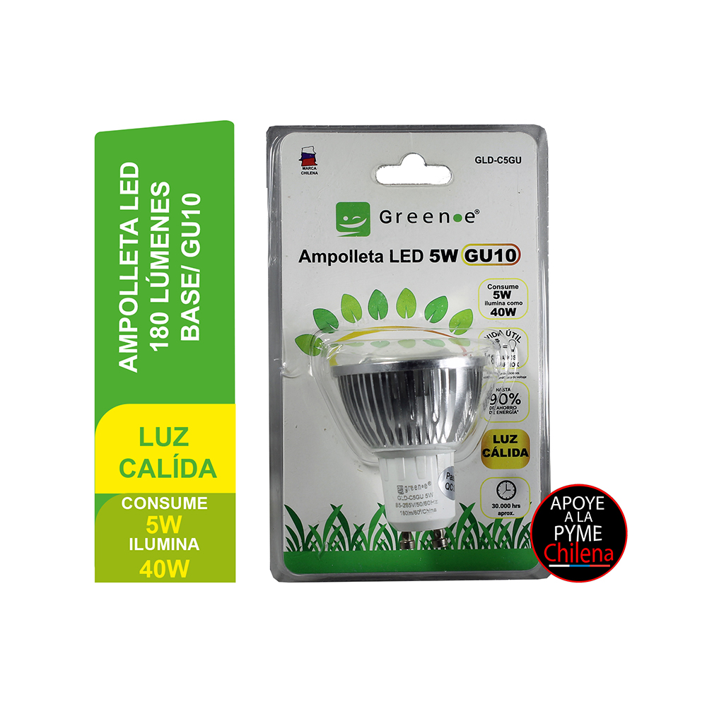 Ampolleta Led 5w GU10. Luz C&aacute;lida