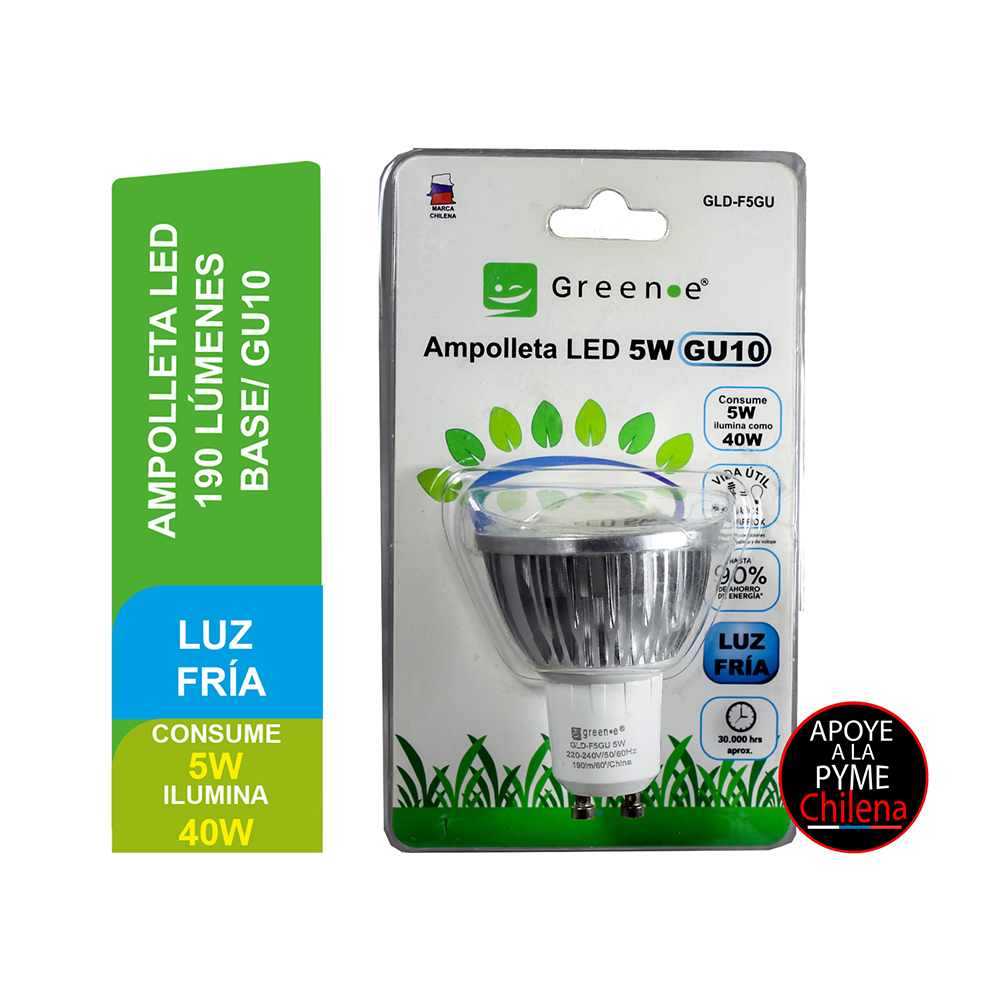 Ampolleta Led 5w GU10. Luz Fr&iacute;a