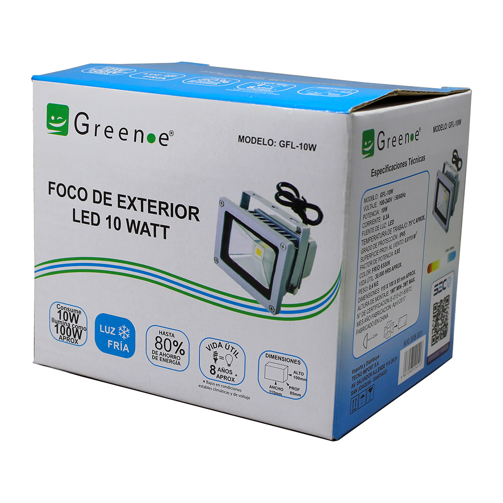 Foco Exterior Led 10w Luz Fr&iacute;a