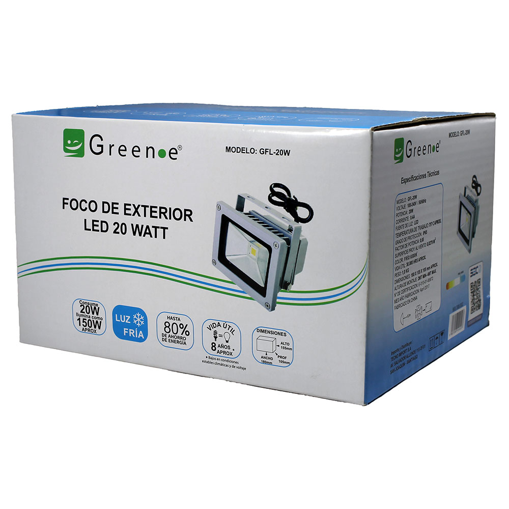 Foco Exterior Led 20w Luz Fr&iacute;a
