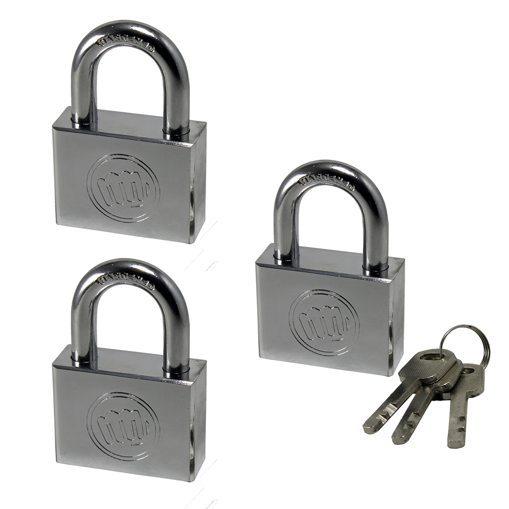 Set Candados Acero 50mm x 3 Unidades