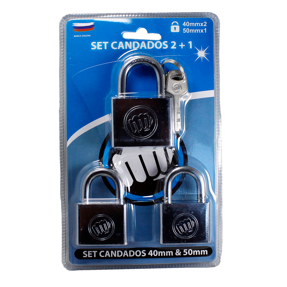 Set Candados Acero 40mm x 2 Unidades /50mm x 1 Unidad