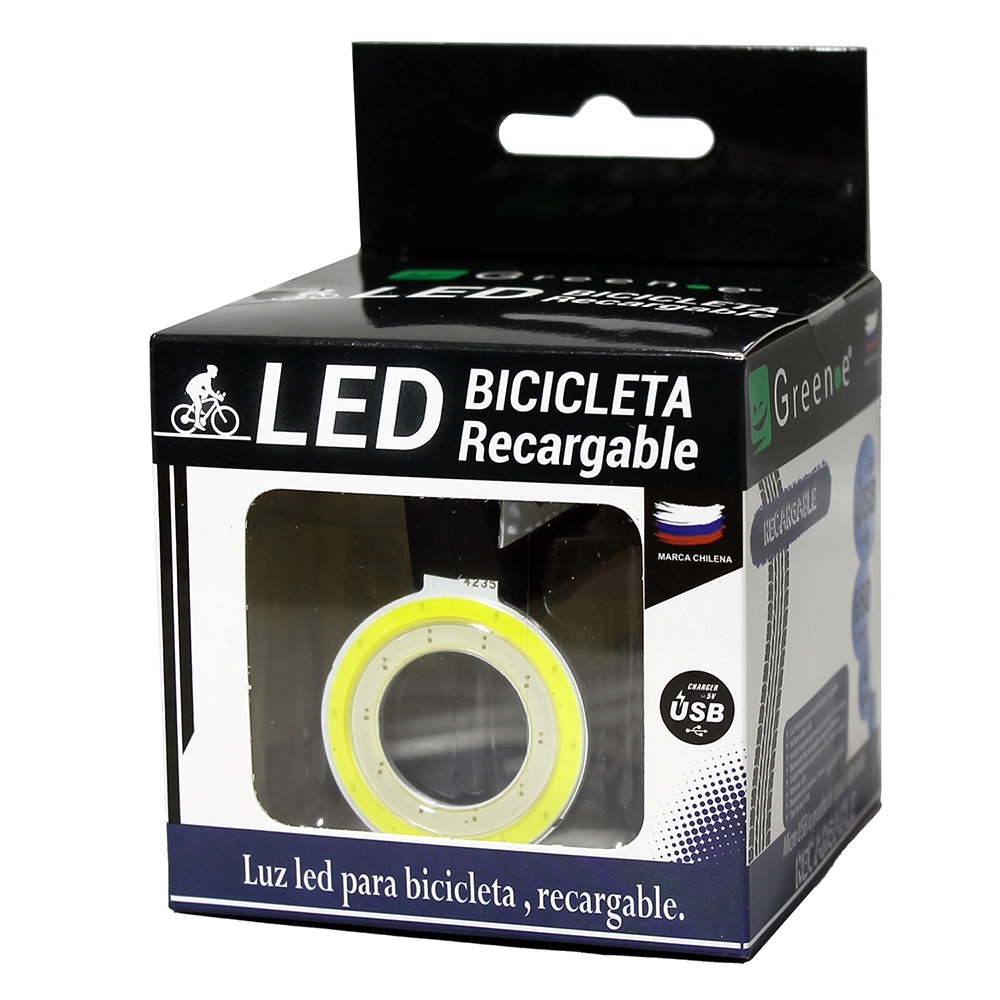 Luz Led Recargable USB para bicicleta. Modelo: Circular.