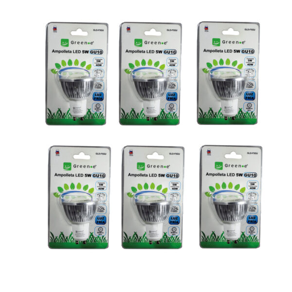 Ampolleta LED de 5w GU10 Luz Fria x 6 Unidades