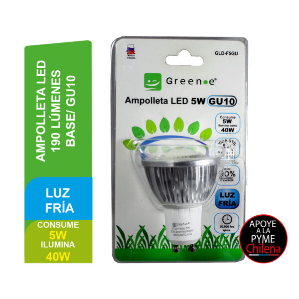 Ampolleta LED de 5w GU10 Luz Fria x 3 Unidades - Imagen 2