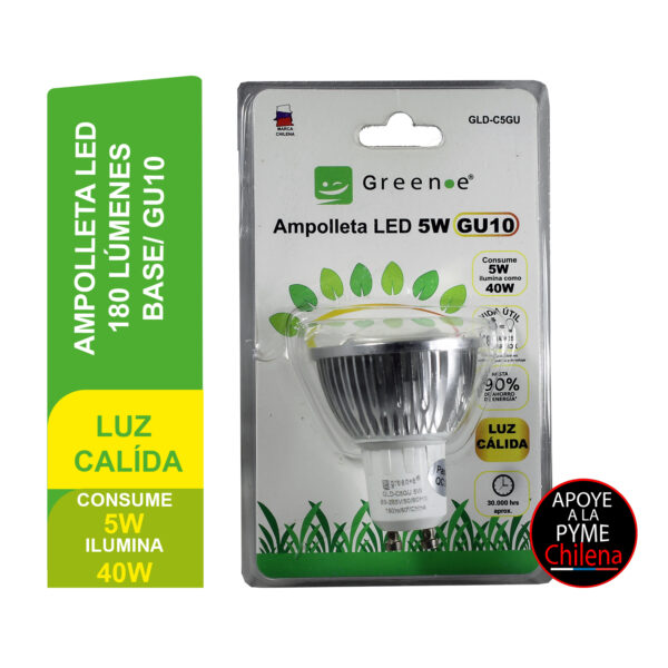 Ampolleta LED de 5w GU10 luz Calida x 3 unidades - Imagen 2