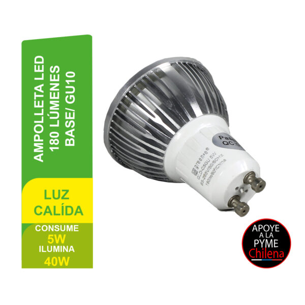 Ampolleta LED de 5w GU10 luz Calida x 3 unidades - Imagen 3