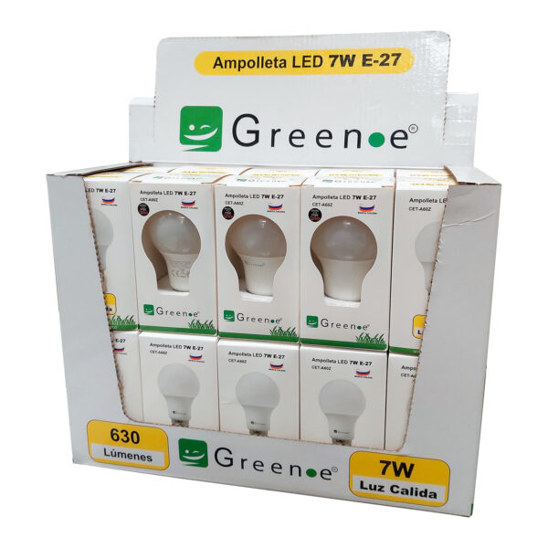 Ampolleta led de 7w E27 Luz Cálida x 20 unidades